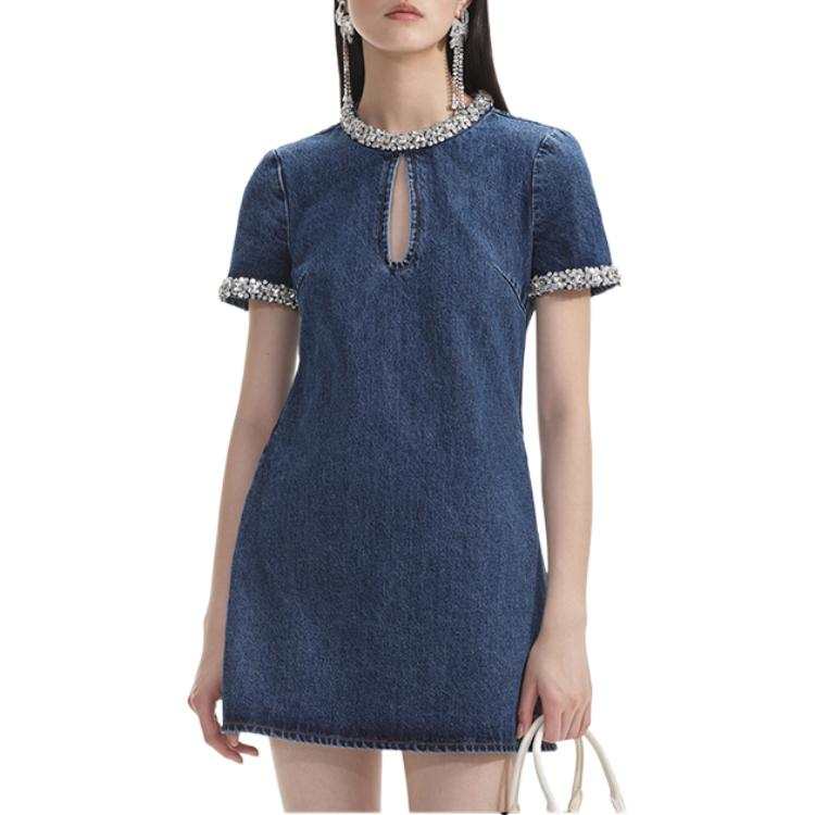 Self-portrait Self portrait Embellished Denim Mini Dress