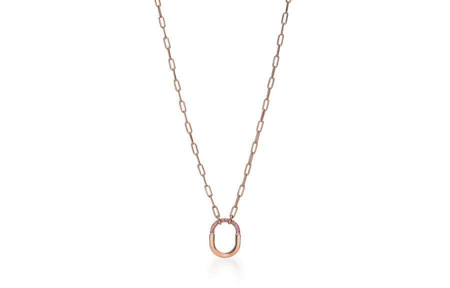 TIFFANY & CO. Lock Sapphires, 18K Rose Gold Necklaces Women's Rose Gold