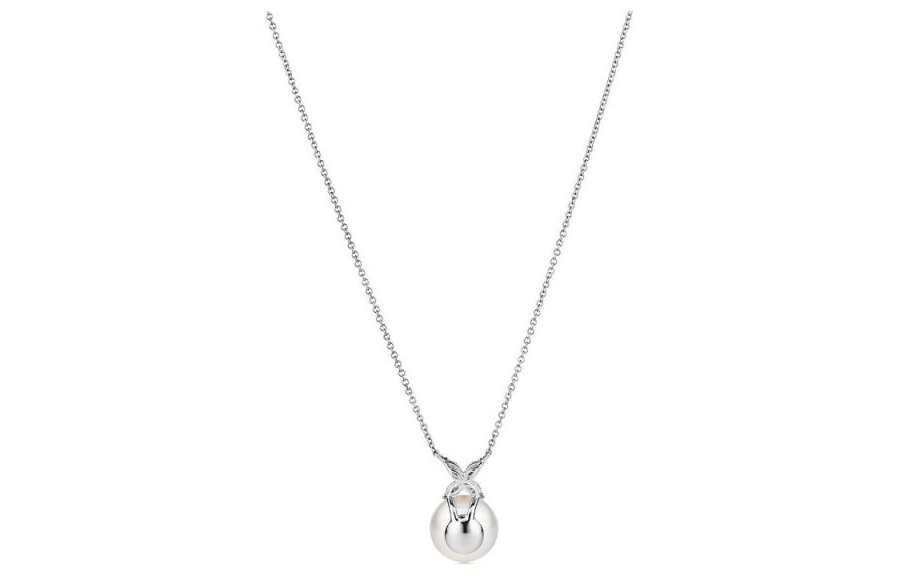 TIFFANY & CO. Pearl, Diamond, Platinum Necklaces Women's Silver