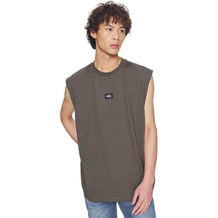Lee Tank Tops Men's Brown Crew Neck Moderate Sleeveless