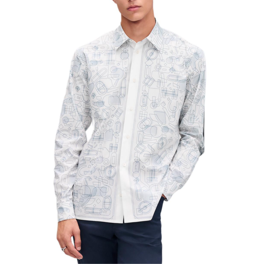 HERMES HERMES Shirts Men's White Lapel Moderate Other