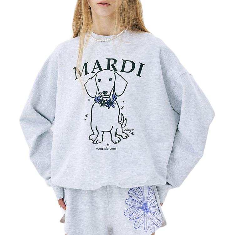 MARDI MERCREDI Wreath Puppy SS25 SWEATSHIRTSWINGTHETAILDDANJIFLOWERNECKLACE_HEATHERPURPLE Mardi Sweatshirt Korean Style