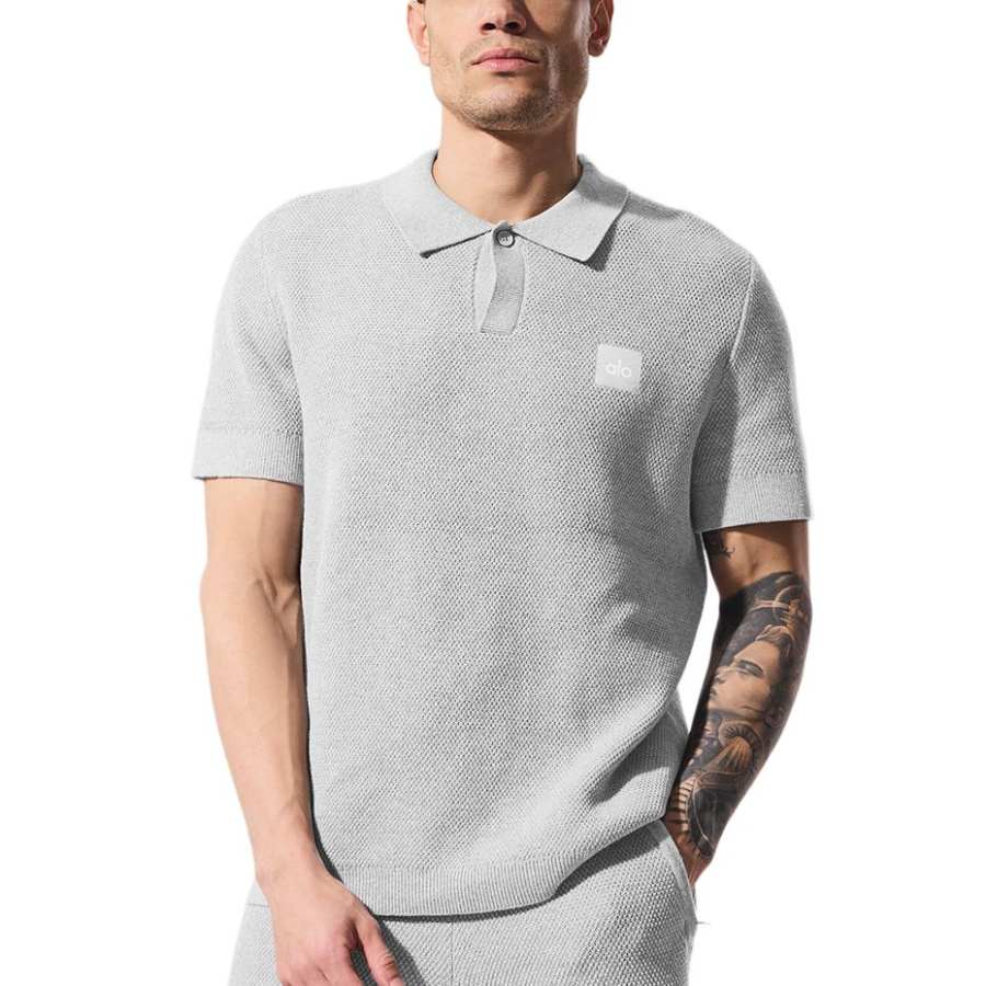 Alo Yoga Sports Club Sweater Knit Polo Shirt Men's