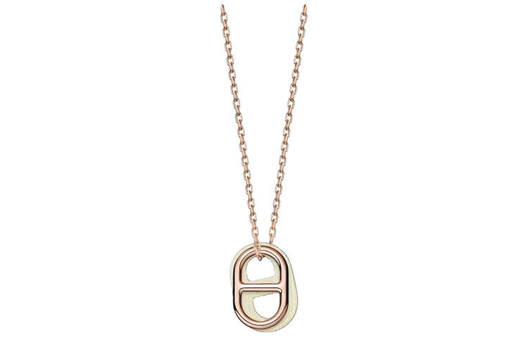 HERMES O'Maillon Pig Nose Rose Gold Necklaces Women's