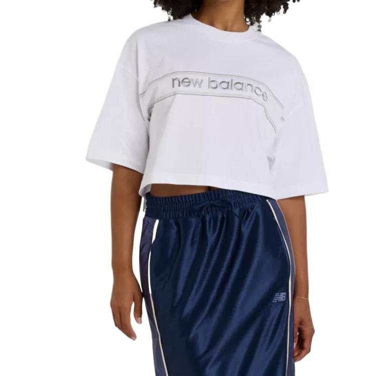 New Balance New Balance Athletics Linear Drop Shoulder Sleeve T Shirt Women's White