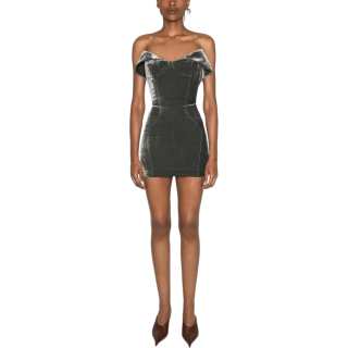 Mugler Strapless Velvet Mini Dress