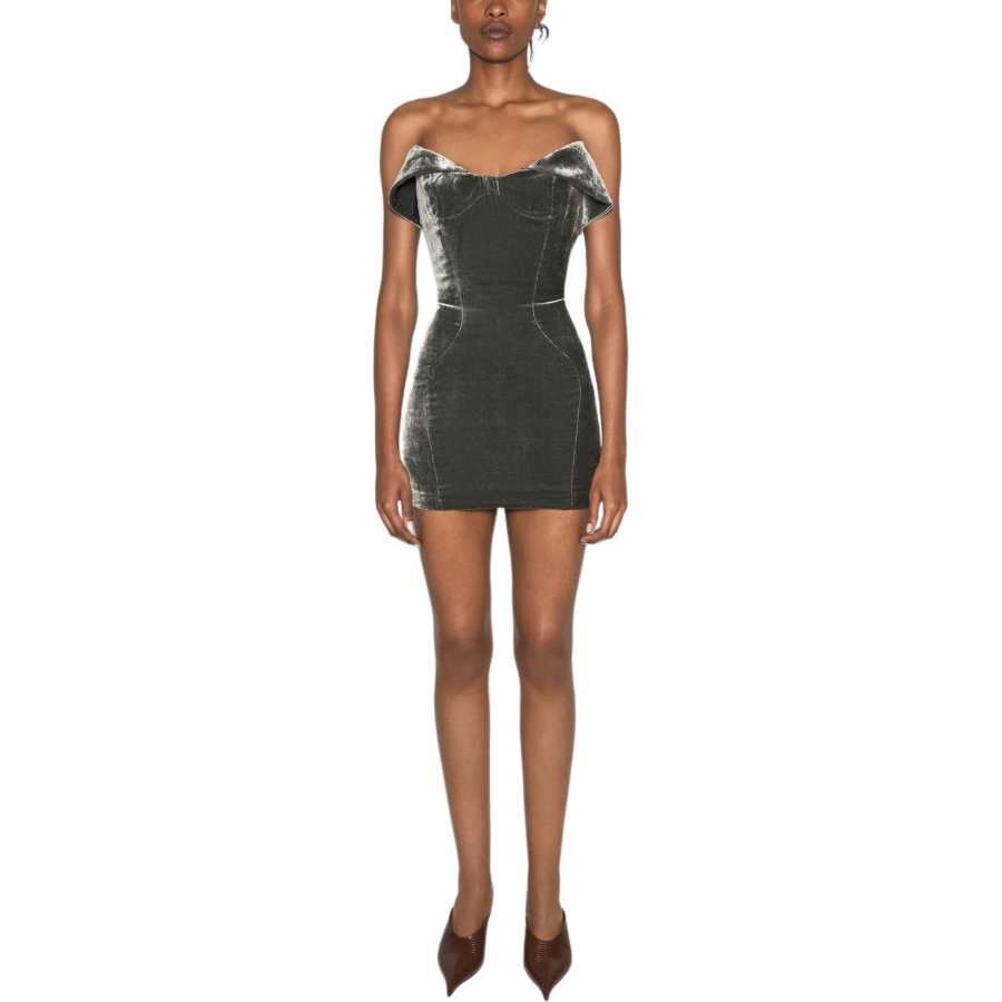 Mugler Strapless Velvet Mini Dress