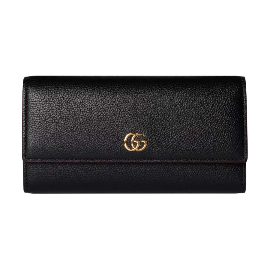 GUCCI GG Marmont Cow Leather Wallet Women's Black & Red