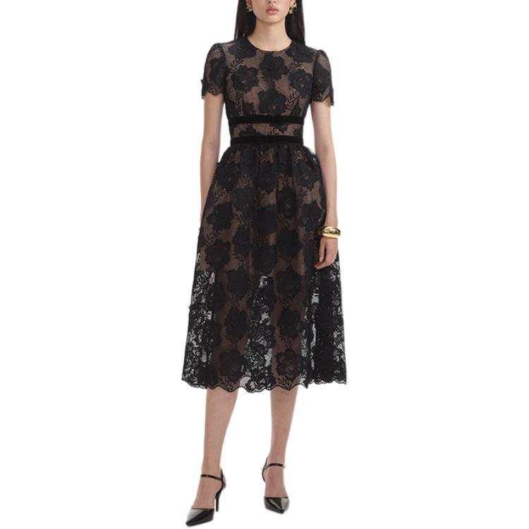 Self-portrait Self portrait Short Sleeved Dress Women's Classic Black