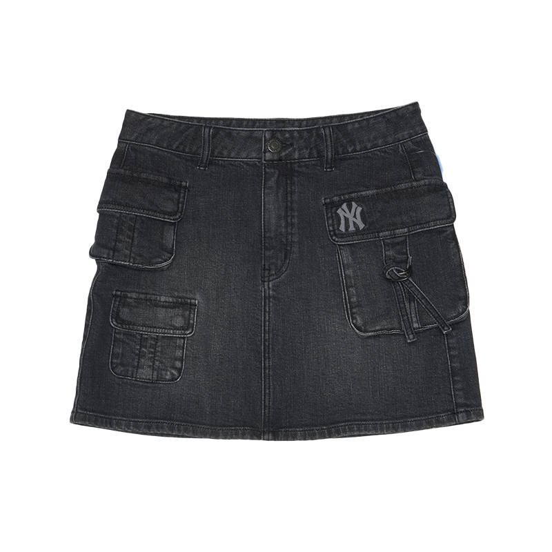 MLB Denim Short Skirts Women's New York Yankees/Black Moderate Short Cargo Skirt