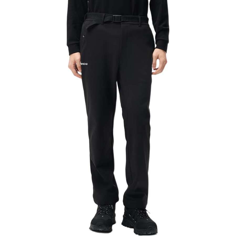TOREAD Comfortable Minimalist Style Straight Fit Fleece Lined Warm Zip Casual Pants Men's Black