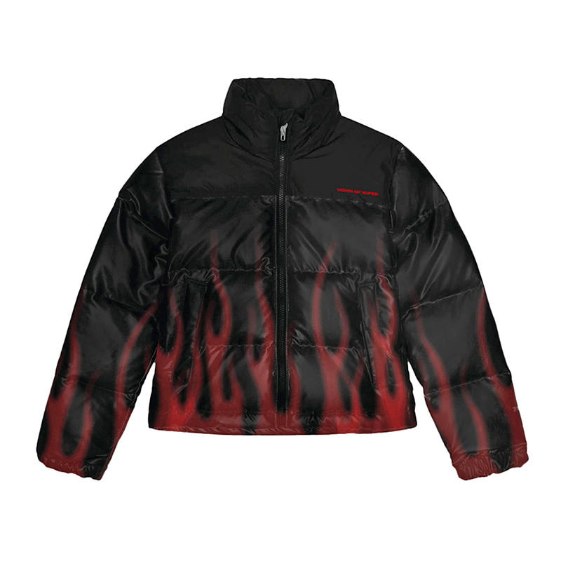 Vision Of Super flame-print puffer jacket