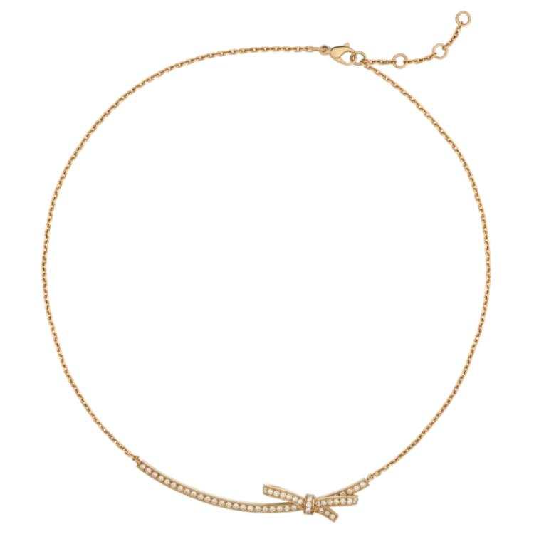 CHANEL CHANEL Ruban Diamond Necklaces Unisex Rose Gold