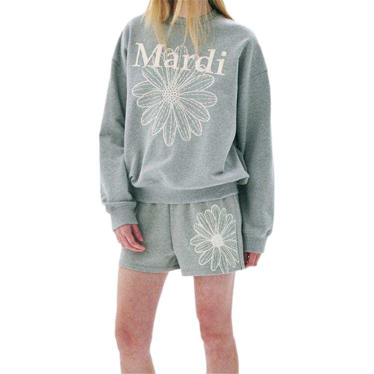 MARDI MERCREDI SS25 SWEATSHIRT FLOWERMARDI NEEDLEWORK_GREY CREAM Sweatshirt Women's Gray Cream