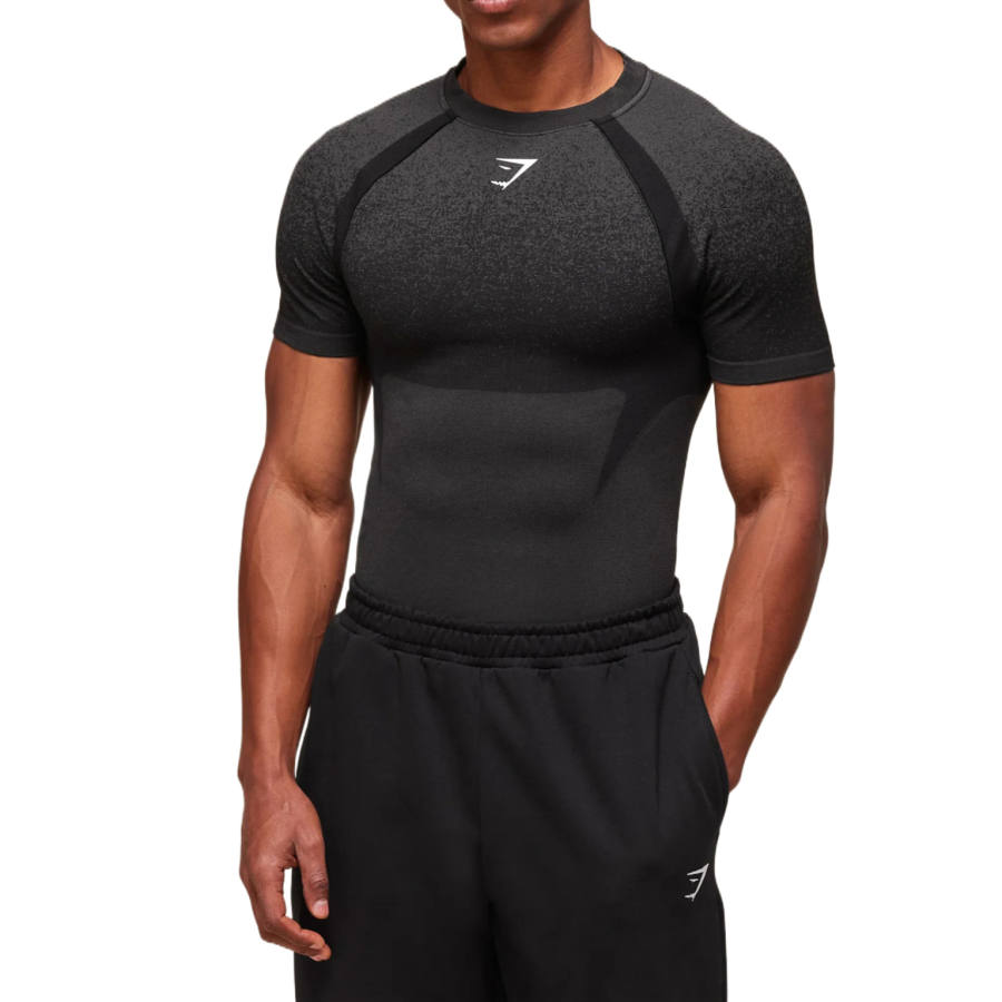 GYMSHARK T Shirts Men's Black Crew Neck Moderate