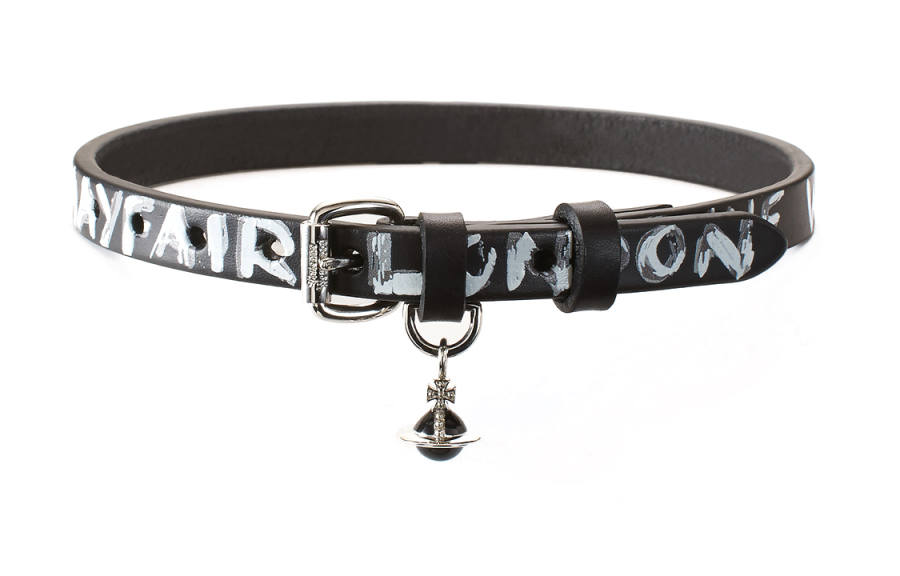 Vivienne Westwood Stainless Steel Alloy, Cow Leather Necklaces Women's Black