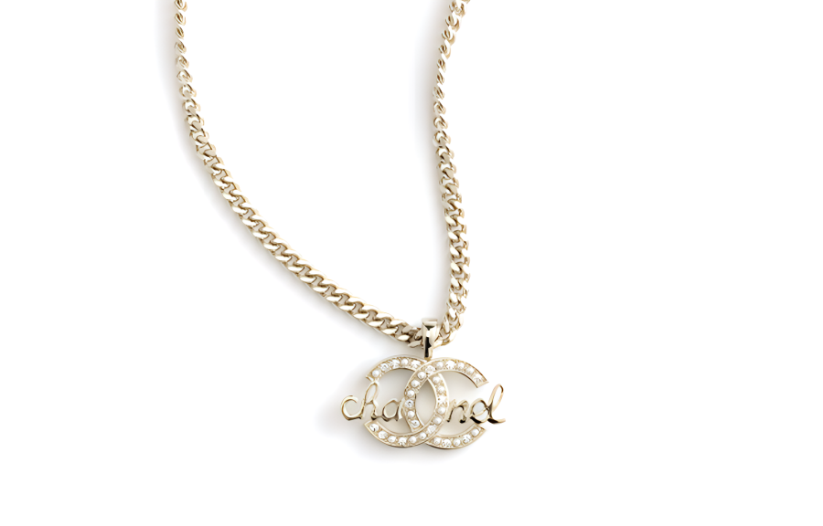 CHANEL Double C Metal Necklaces Women's Gold