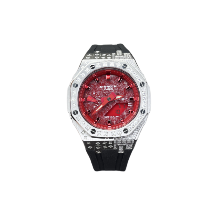 CASIO CASIO Custom Collection Quartz Movement Fluoroelastomer Strap Watch Unisex Red Watch Dial