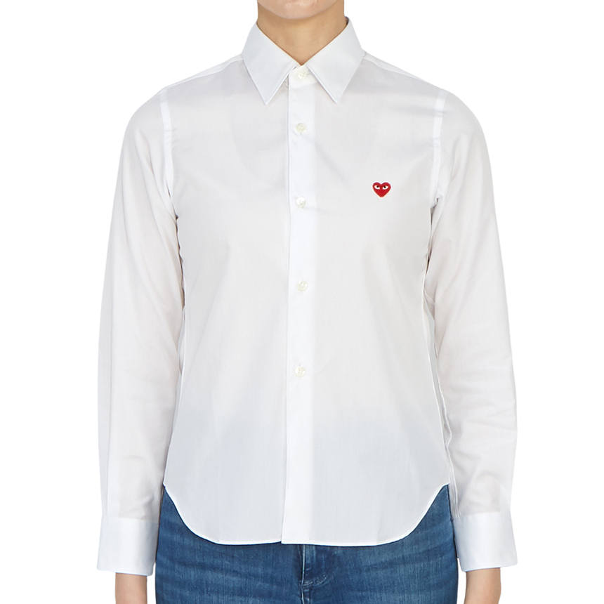 CDG Play Shirts Women's White Pointed Collar Moderate Other