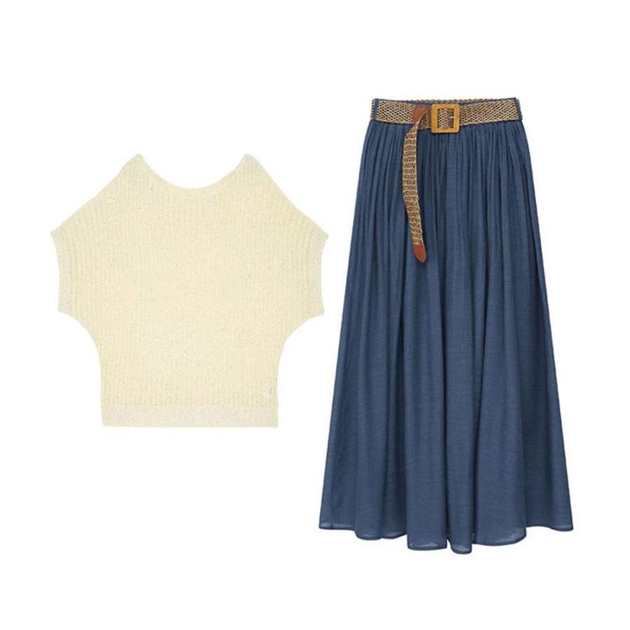 MARIE·COCO Two Piece Skirt Sets Women's Crew Neck Moderate Mid Length