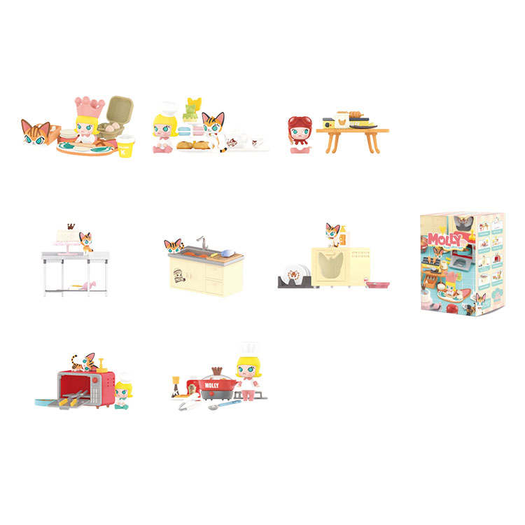 POP MART POP MART Molly Cooking Collection Cute Mystery Boxes Single Mystery Box/Full Box 8 Pcs