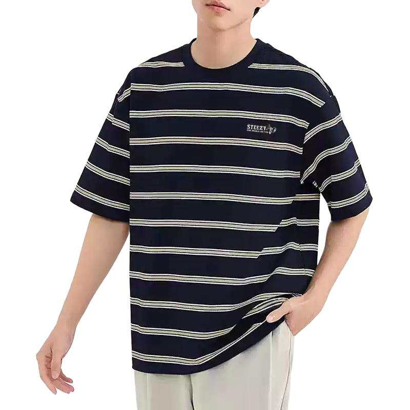 361° T Shirts Men's Dark Blue Crew Neck Moderate Straight Fit