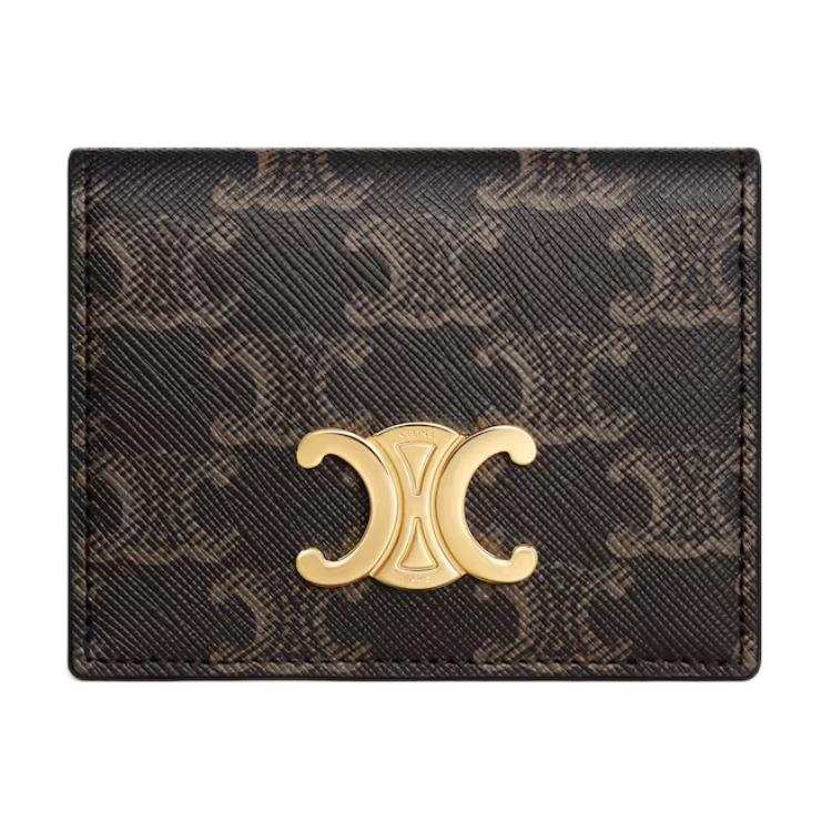 CELINE Triomphe Leather Card Holder Women's Tawny