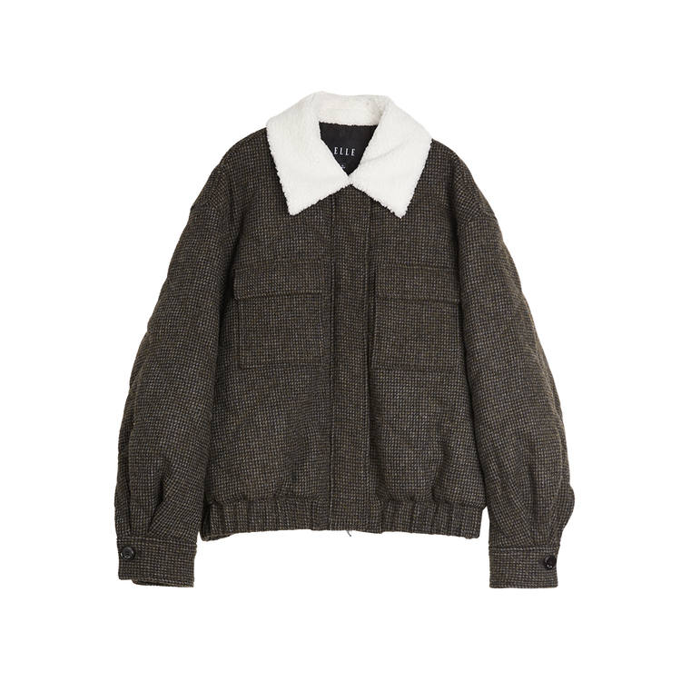 ELLE ELLE Puffer Jacket Women's Coffee Plaid