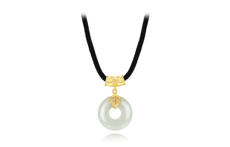 SEVEN COOK S999 Fine Silver, Hetian Jade Necklace Pale Greenish White Jade Women's