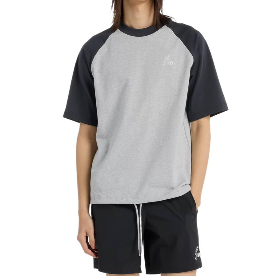 New Balance New Balance T Shirts Men's Gray Crew Neck Moderate Straight Fit