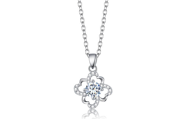 KADER Lucky Four Leaf Clover Collection Synthetic Cubic Zirconia Necklaces Women's Pure White Box Good Luck