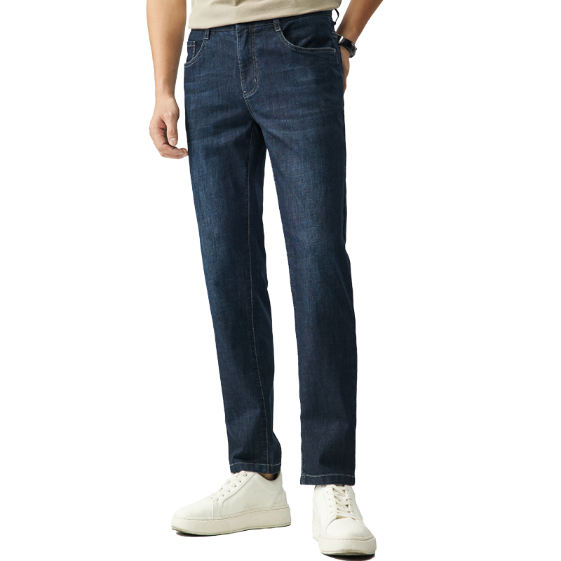 Hodo Jeans Men's Blue Moderate Straight Fit Pants