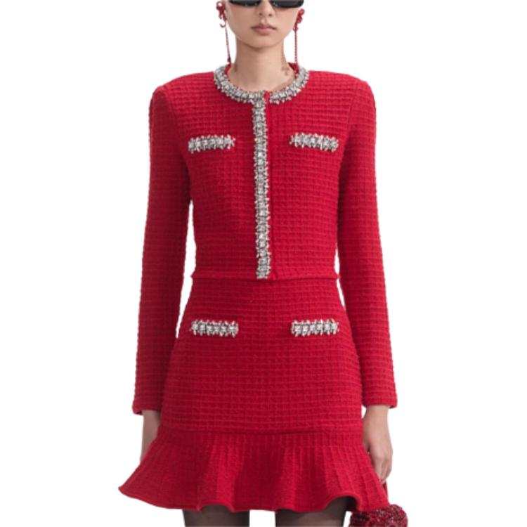 Self-portrait Textured Knit Cardigan