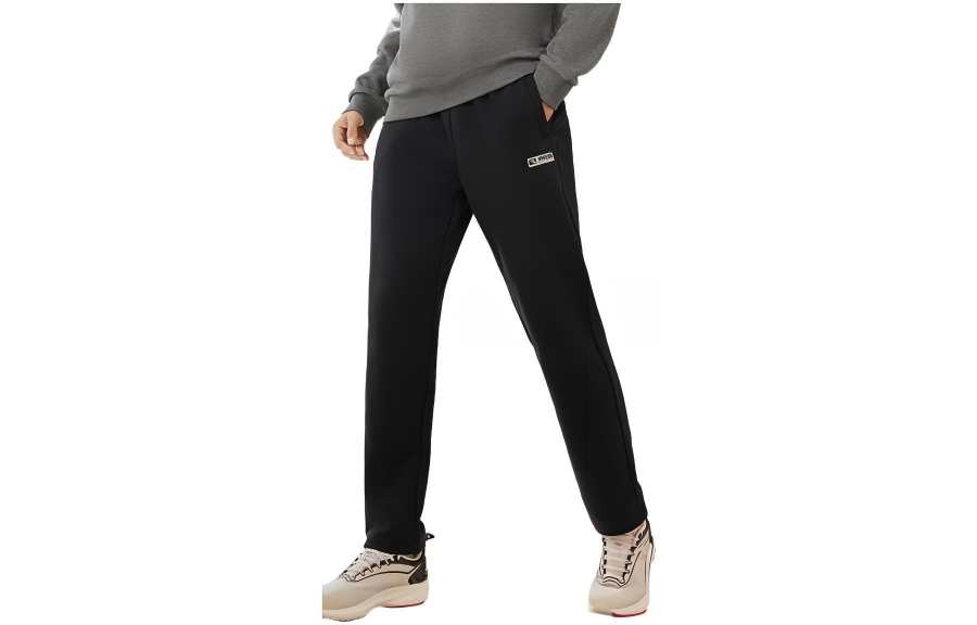 361° Thickened And Fleece Lined Thermal Straight Fit Loose Fit Casual Pants Men's Super Black
