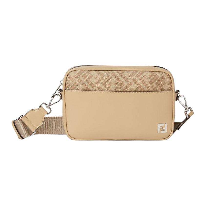 FENDI Canvas Shoulder Bag Unisex Beige