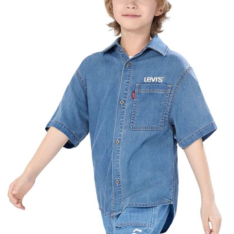 Levis SS25 Letter Shirt Summer Children Aged 3 7 Years Old