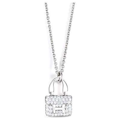 HERMES Constance Full Rhinestones Diamond Necklaces Women's