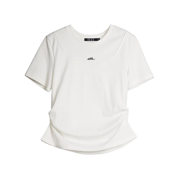 ELLE T Shirts Women's Crew Neck Thin Nipped In Waist