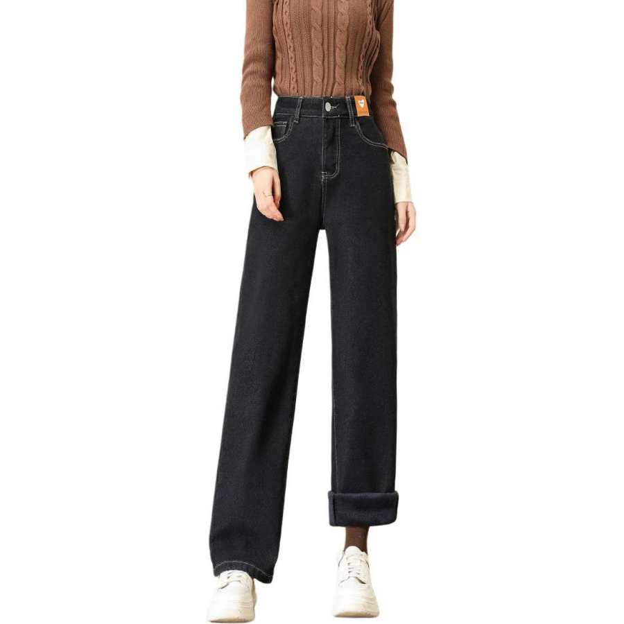 BALENO Jeans Women's Thickened And Fleece Lined Wide Leg Pants