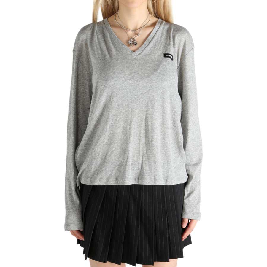 MIU MIU V Neck Long Sleeved T Shirt