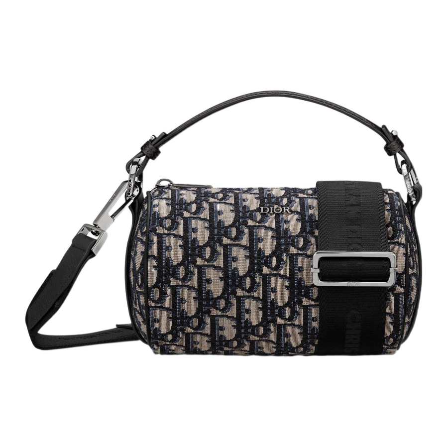 DIOR Fabric With Grain Cow Leather Rollers Bag, Cylinder Bag, Messenger Bag, Shoulder Bag, Crossbody Bag, Handbag Mini