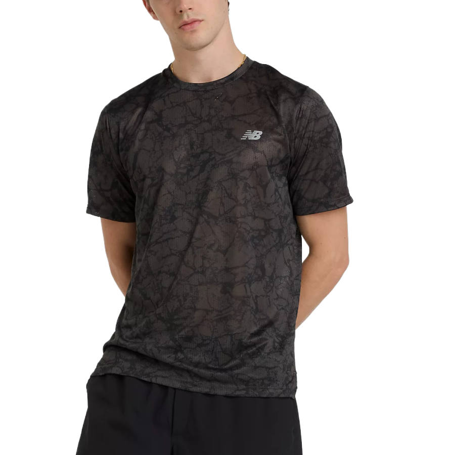 New Balance New Balance T Shirts Men's Black Crew Neck Moderate Straight Fit