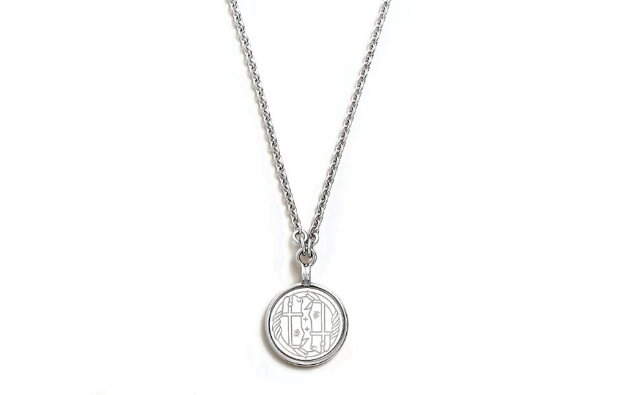 HERMES Medaille Quadrige Enamel, Palladium Plated Necklaces Women's Silver