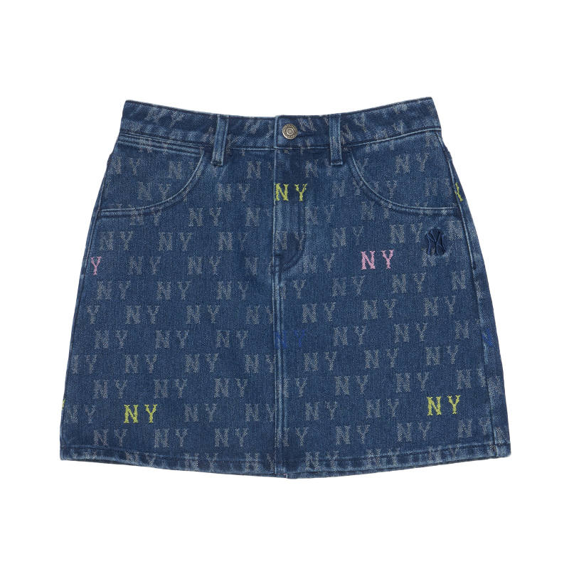 MLB Denim Short Skirts Women's New York Yankees/Indigo Moderate Short A Line Skirt