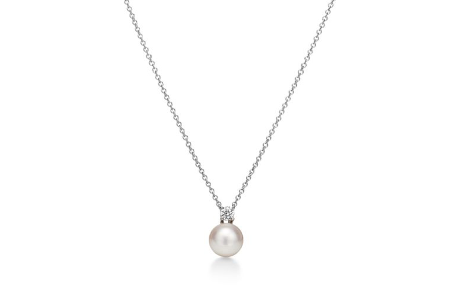 TIFFANY & CO. Signature 18K White Gold, Pearl, Diamond Necklaces Women's Silver