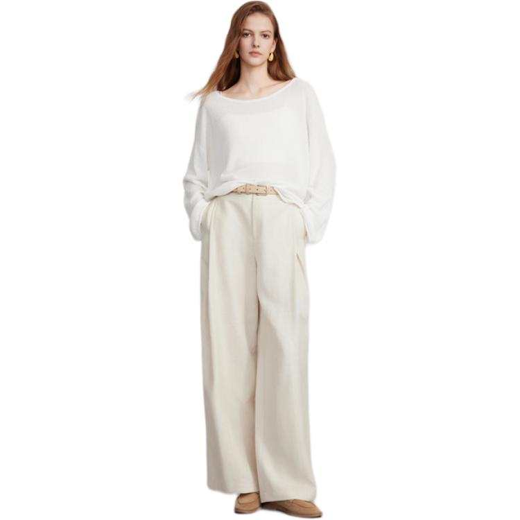 ELLE Casual Pants Women's Apricot Thin Straight Fit Pants
