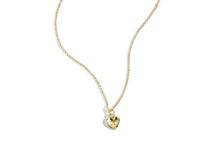 CHANEL Metal, Rhinestone, Crystal Necklaces Women's Gold
