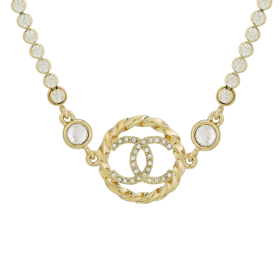 CHANEL Double C 925 Sterling Silver Necklaces Women's Gold