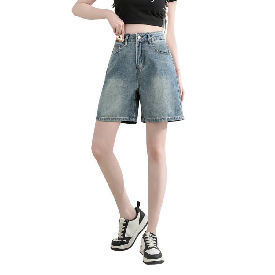 BALENO Denim Shorts Women's Vintage Blue Thin A Line