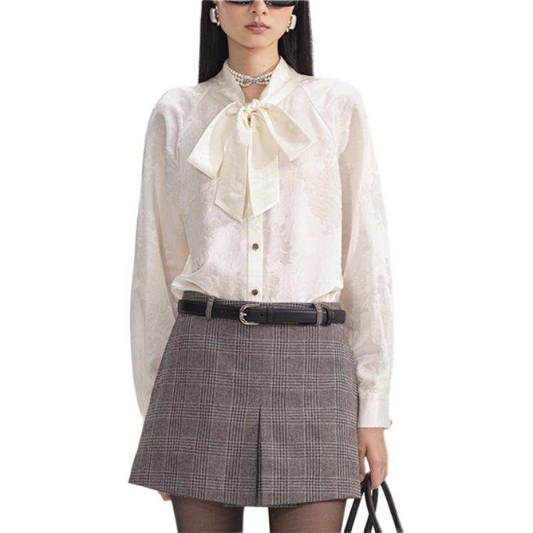 Self-portrait Self Portrait Shirts Women's Ivory White Stand Collar Moderate